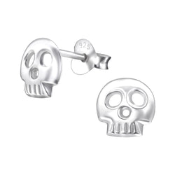 Damen-Ohrstecker Totenkopf matt glanz Sterling Silber 925