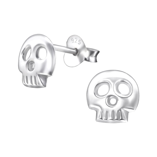 Damen-Ohrstecker Totenkopf matt glanz Sterling Silber 925