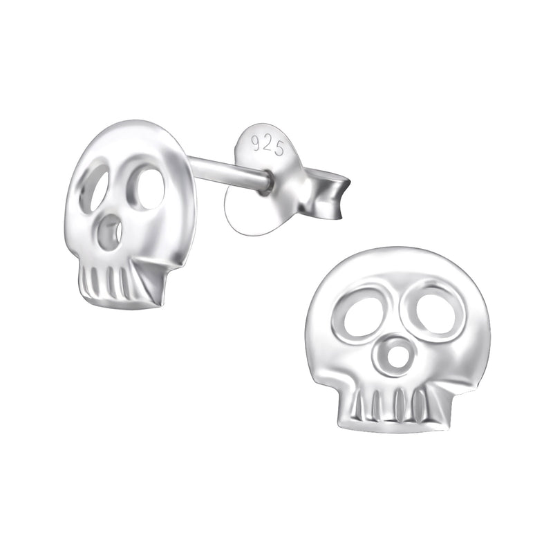 Damen-Ohrstecker Totenkopf matt glanz Sterling Silber 925