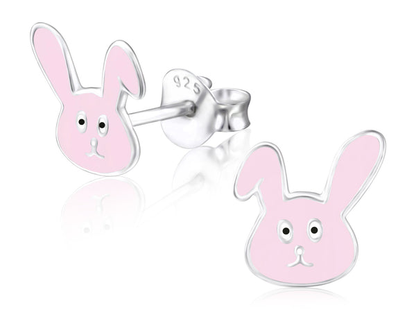 Kinder-Ohrstecker Hase Häschen Kaninchen Tier süß Rosa aus Sterling Silber 925