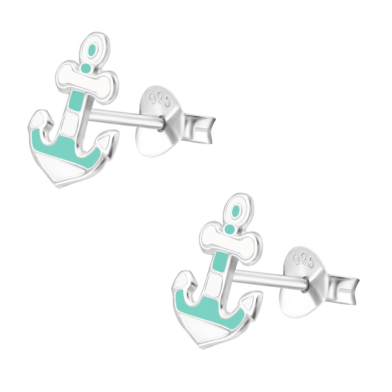 Damen-Ohrstecker Ohrringe 10mm im Maritim Design weiß Mint Sterling Silber 925