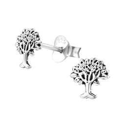 Damen-Ohrstecker Baum des Lebens oxidiert Sterling Silber 925