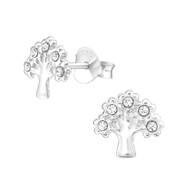 Damen-Ohrstecker Baum des Lebens glanz Glitzer Sterling Silber 925