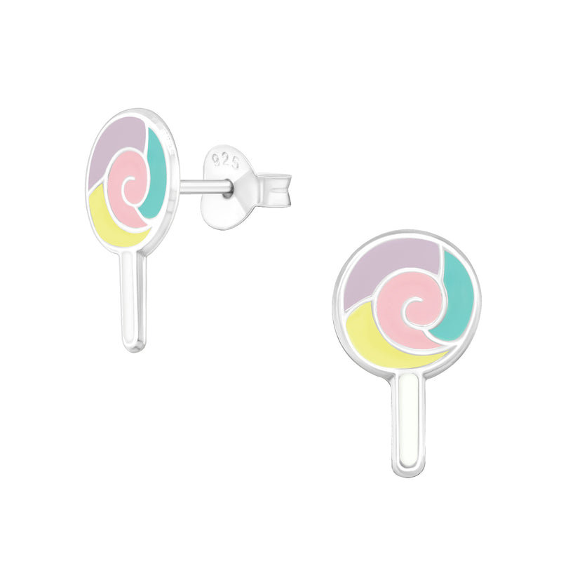 Kinder-Ohrstecker Lutscher Lollypop Lolly Bunt aus Sterling Silber 925