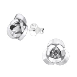 Damen-Ohrstecker Rose Blume matt glanz Sterling Silber 925