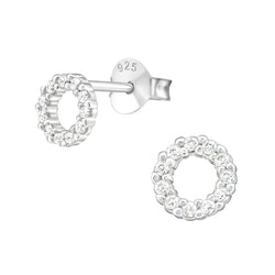 Damen-Ohrstecker Kreis rund offen 6mm glanz Zirkonia Sterling Silber 925