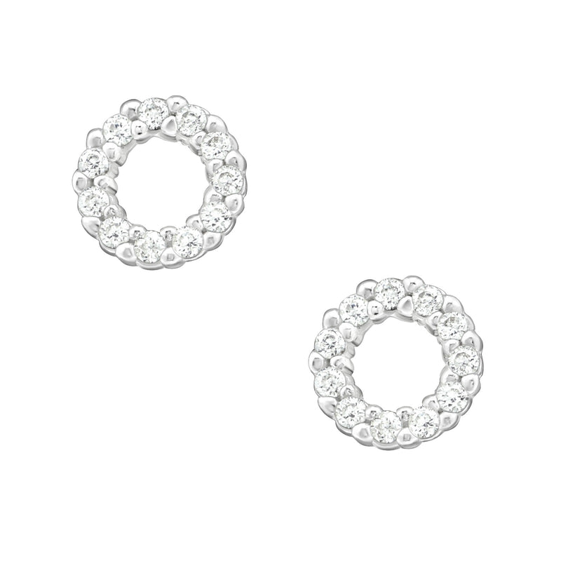 Damen-Ohrstecker Kreis rund offen 6mm glanz Zirkonia Sterling Silber 925