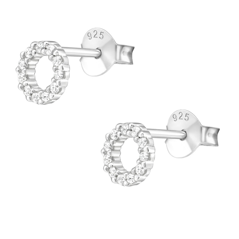 Damen-Ohrstecker Kreis rund offen 6mm glanz Zirkonia Sterling Silber 925