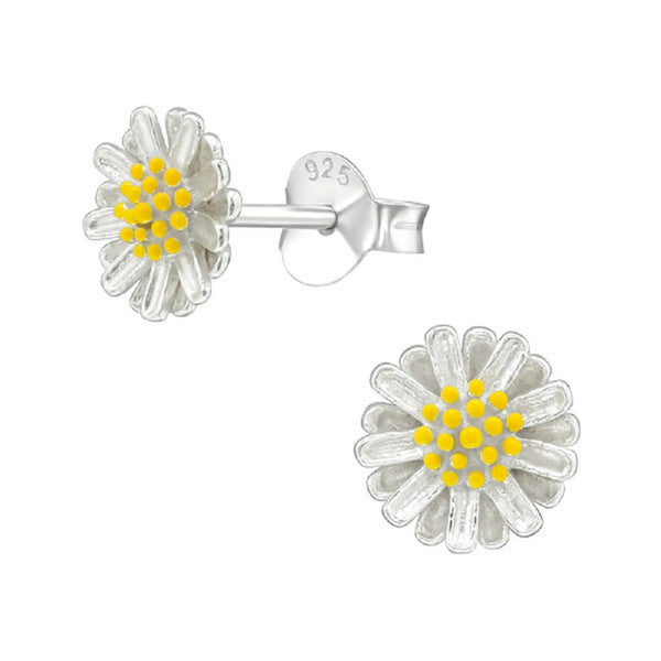 Kinder-Ohrstecker Gänseblume Blume Blüte glanz gelb 7mm aus Sterling Silber 925