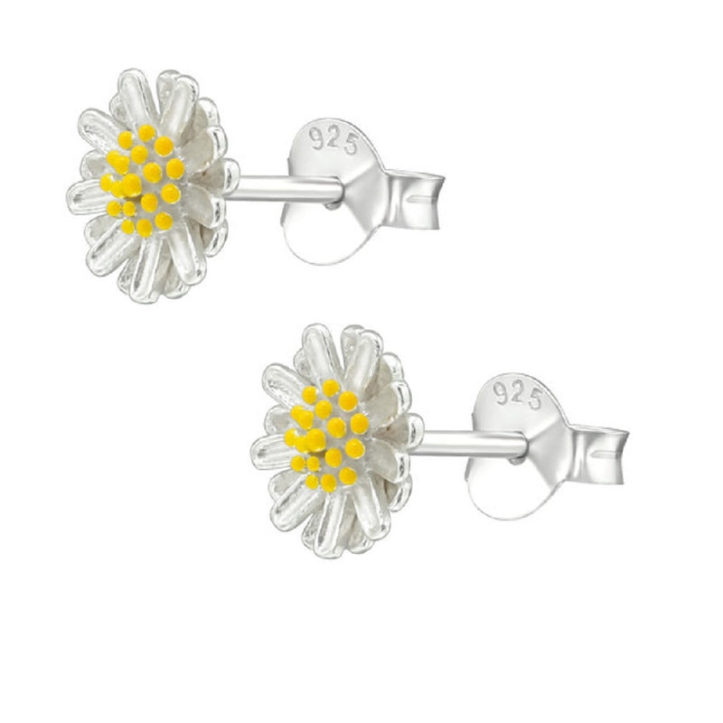 Kinder-Ohrstecker Gänseblume Blume Blüte glanz gelb 7mm aus Sterling Silber 925