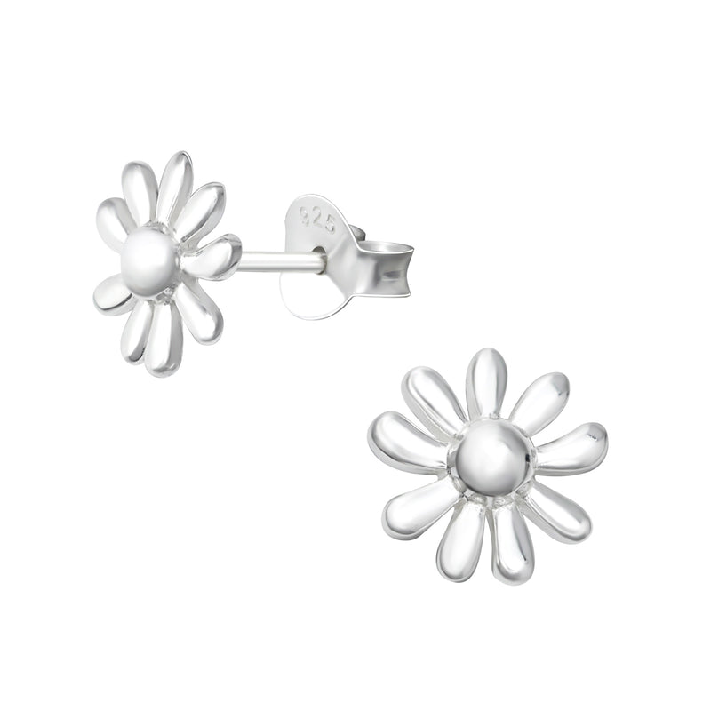 Mädchen-Ohrstecker Gänseblume Blume 8mm Glanz aus Sterling Silber 925