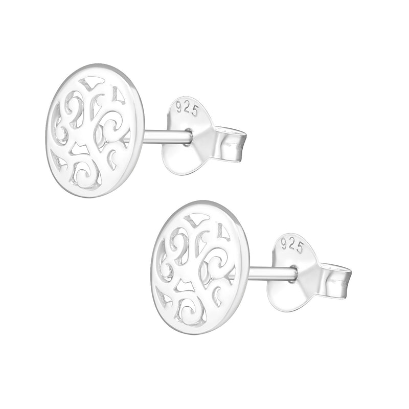 Damen-Ohrstecker Baum des Lebens Lebnsbaum glanz 9 mm aus Sterling Silber 925