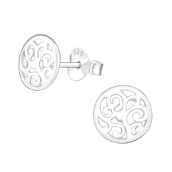 Damen-Ohrstecker Baum des Lebens Lebnsbaum glanz 9 mm aus Sterling Silber 925