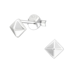 Damen-Ohrstecker Niete eckig Pyramide Form glanz Sterling Silber 925