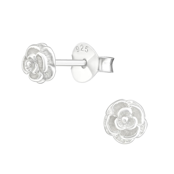 Damen-Ohrstecker Rose Blume glanz Sterling Silber 925