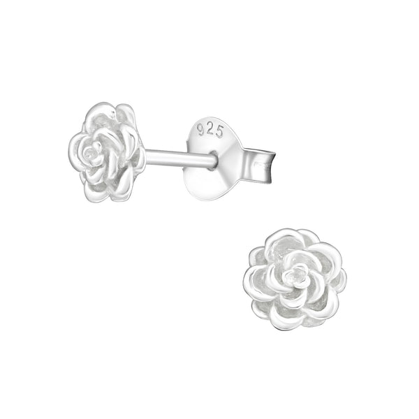 Damen-Ohrstecker Rose Blume glanz Sterling Silber 925