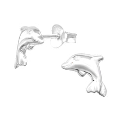 Kinder-Ohrstecker Delphin Delfin Meeresbewohner 10mm Glanz aus Sterling Silber 925