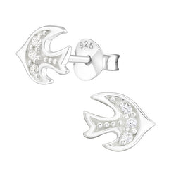 Damen-Ohrstecker Vogel mit Zirkonia Sterling Silber 925