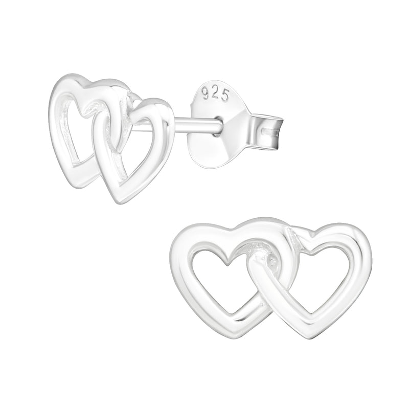 Damen-Ohrstecker Herz an Herz offen glanz Sterling Silber 925