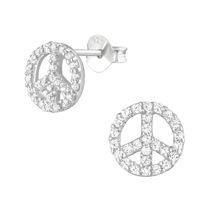 Laimons Damen-Ohrstecker Peace 10mm Zirkonia (Syntetischer Schmuckstein) Sterling Silber 925