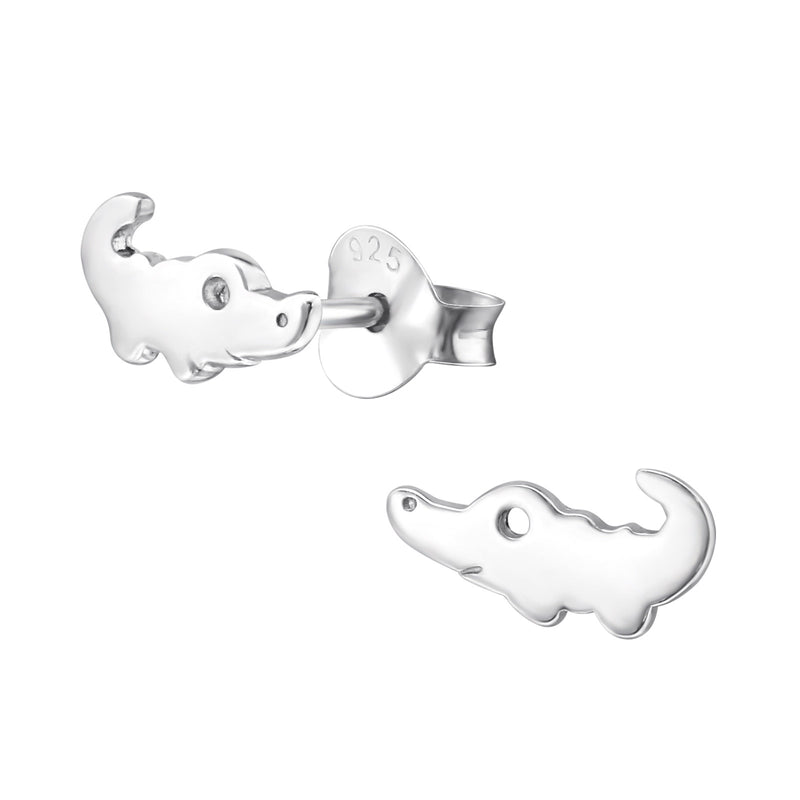 Kinder-Ohrstecker Krokodil Reptil Kaiman Alligator glanz aus Sterling Silber 925