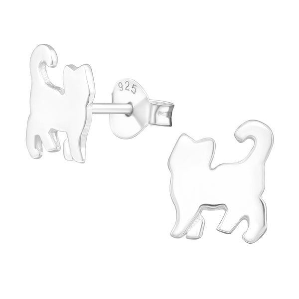 Kinder-Ohrstecker Katze Mieze Kitten Haustier glanz aus Sterling Silber 925