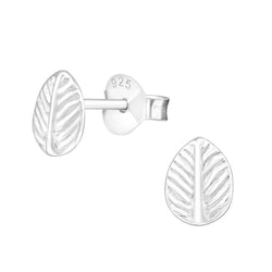 Mädchen-Ohrstecker Blatt Blütenblatt 6mm Matt Glanz aus Sterling Silber 925