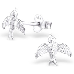 Damen-Ohrstecker Vogel Schwalbe matt glanz Sterling Silber 925