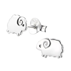 Mädchen-Ohrstecker Schaf Ziege Bock oxidiert 12x5mm aus Sterling Silber 925