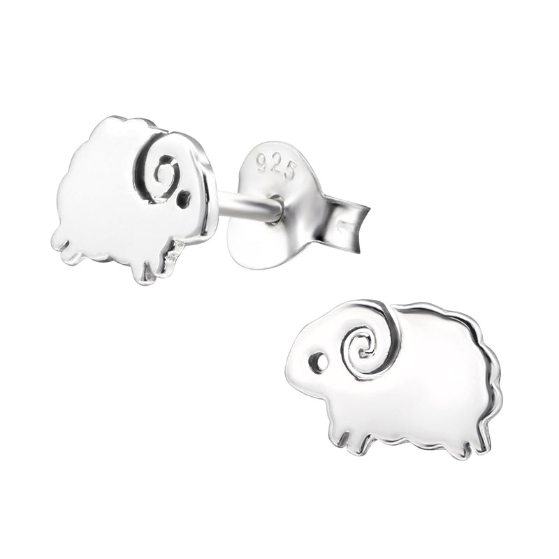 Mädchen-Ohrstecker Schaf Ziege Bock oxidiert 12x5mm aus Sterling Silber 925