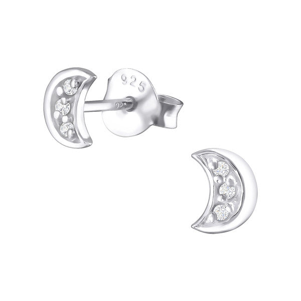 Damen-Ohrstecker Mond glanz Zirkonia Sterling Silber 925