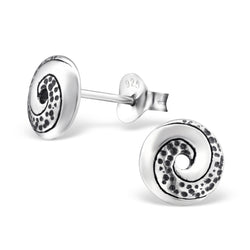 Damen-Ohrstecker Spirale oxidiert Sterling Silber 925