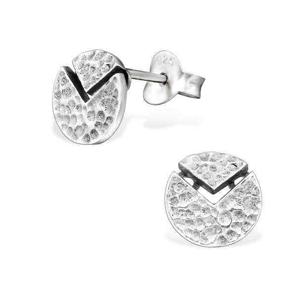 Damen-Ohrstecker rund Design oxidiert Sterling Silber 925