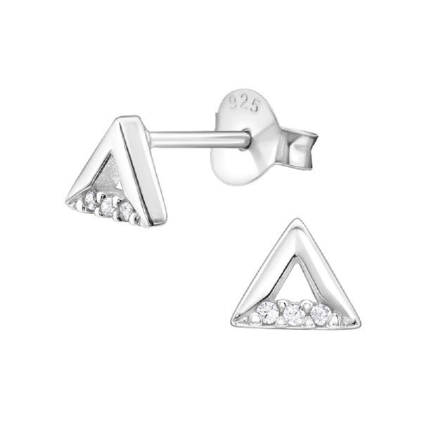 Damen-Ohrstecker Dreieck 5mm mit Zirkonia glanz Sterling Silber 925