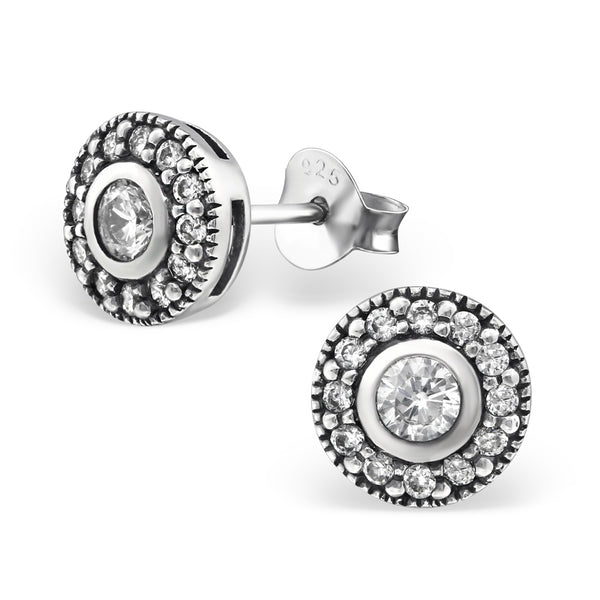 Damen-Ohrstecker rund glanz Zirkonia weiß Sterling Silber 925