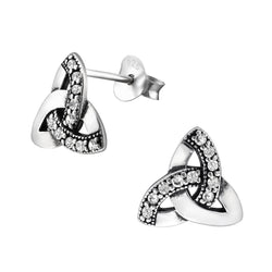 Damen-Ohrstecker Dreifaltigkeit oxidiert Zirkonia Sterling Silber 925