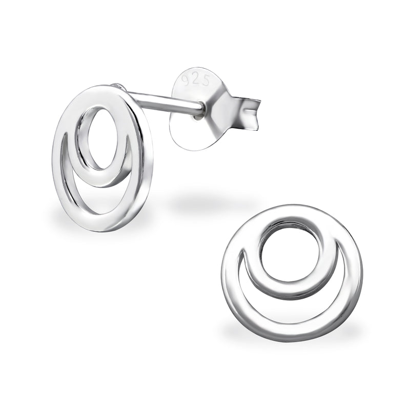 Damen-Ohrstecker Kreis im Kreis glanz Sterling Silber 925