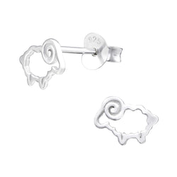 Kinder-Ohrstecker Schaf Ziege Bock Tier 8mm glanz aus Sterling Silber 925