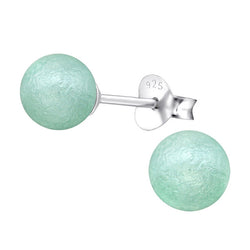 Damen-Ohrstecker Kugel Ball 6mm in mint gebürstet Sterling Silber 925