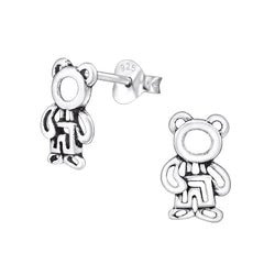 Kinder-Ohrstecker Teddybär Bär Bärchen oxidiert glanz aus Sterling Silber 925