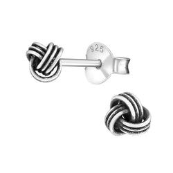 Damen-Ohrstecker Knoten oxidiert Sterling Silber 925