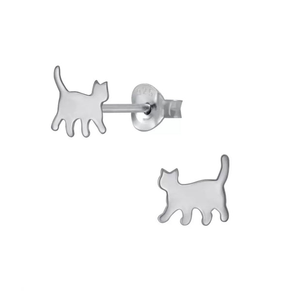 Kinder-Ohrstecker Katze Mieze Kitten Haustier 6mm glanz aus Sterling Silber 925