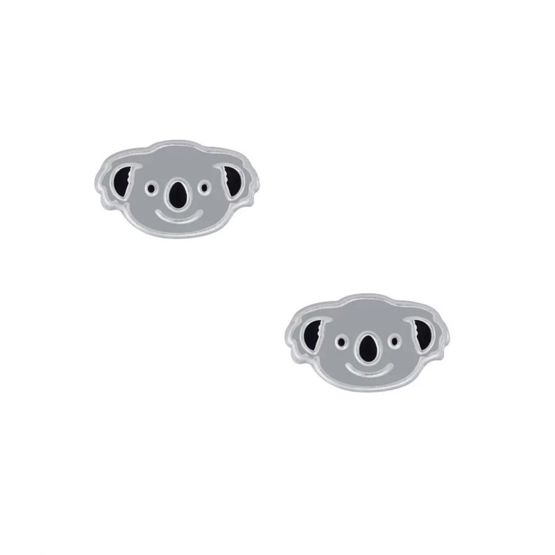 Kinder-Ohrstecker Koala Koalabär Tier grau 8mm aus Sterling Silber 925