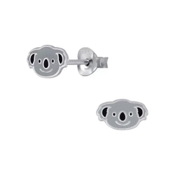 Kinder-Ohrstecker Koala Koalabär Tier grau 8mm aus Sterling Silber 925