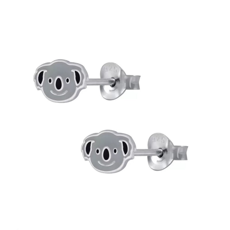 Kinder-Ohrstecker Koala Koalabär Tier grau 8mm aus Sterling Silber 925